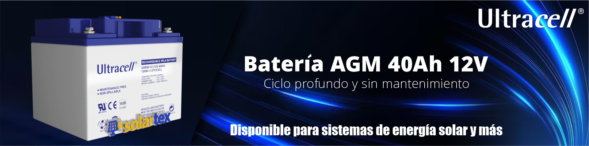 Batería de AGM 12 Voltios 40Ah UltraCell UPS