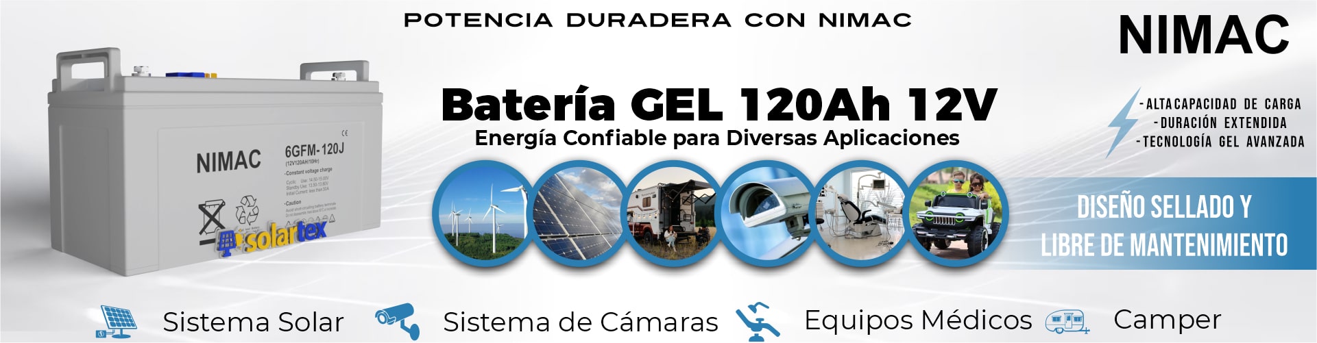 Batería de GEL 120Ah 12V Nimac