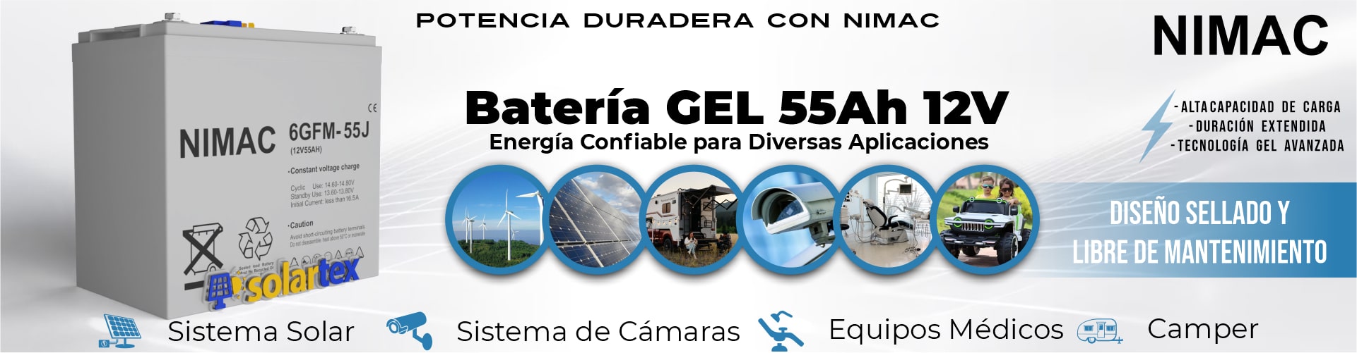 Batería de GEL 55Ah 12V Nimac