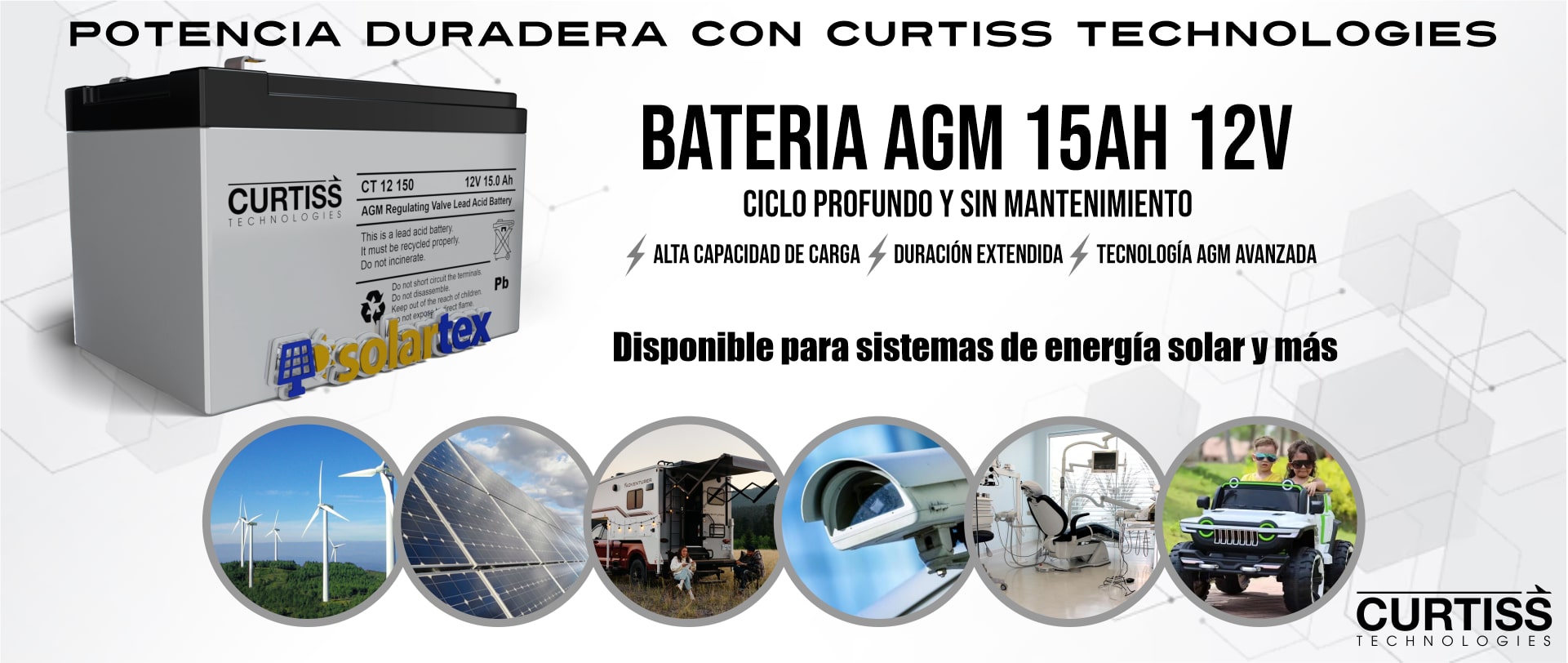 Batería AGM 15Ah 12V Curtiss