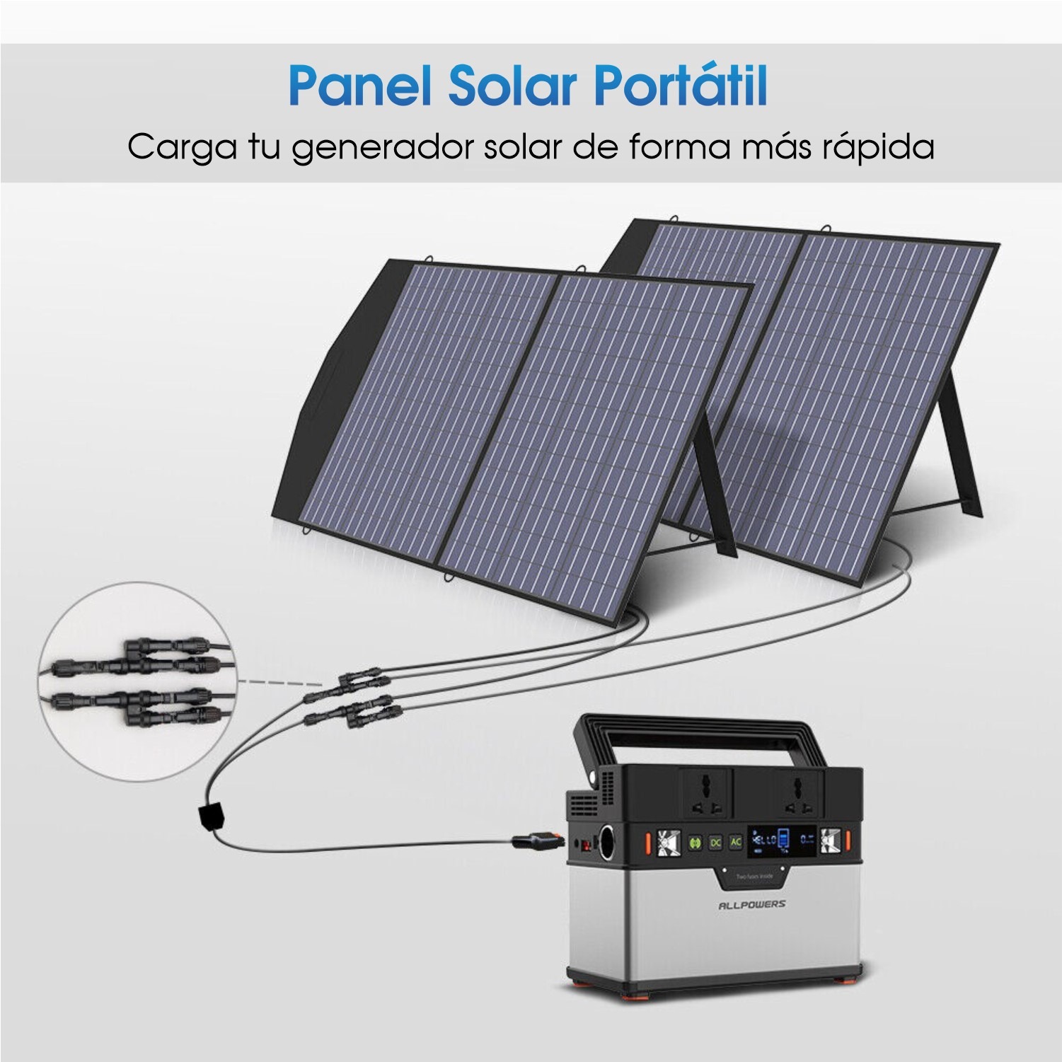 Apowking Paneles solares portátiles de 40 W, cargador de panel solar  plegable para estación de energía portátil de 100 a 300 W, con soportes