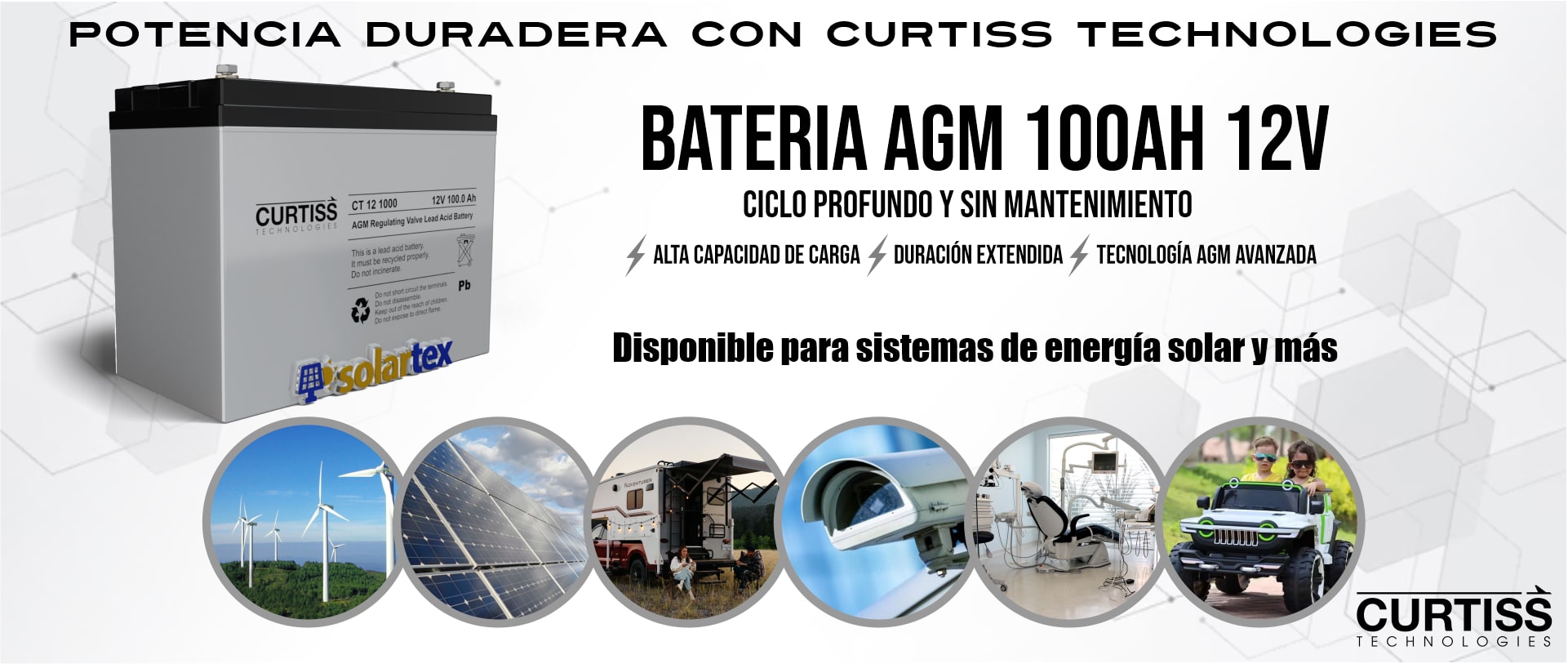 Batería de AGM 100Ah 12V Curtiss