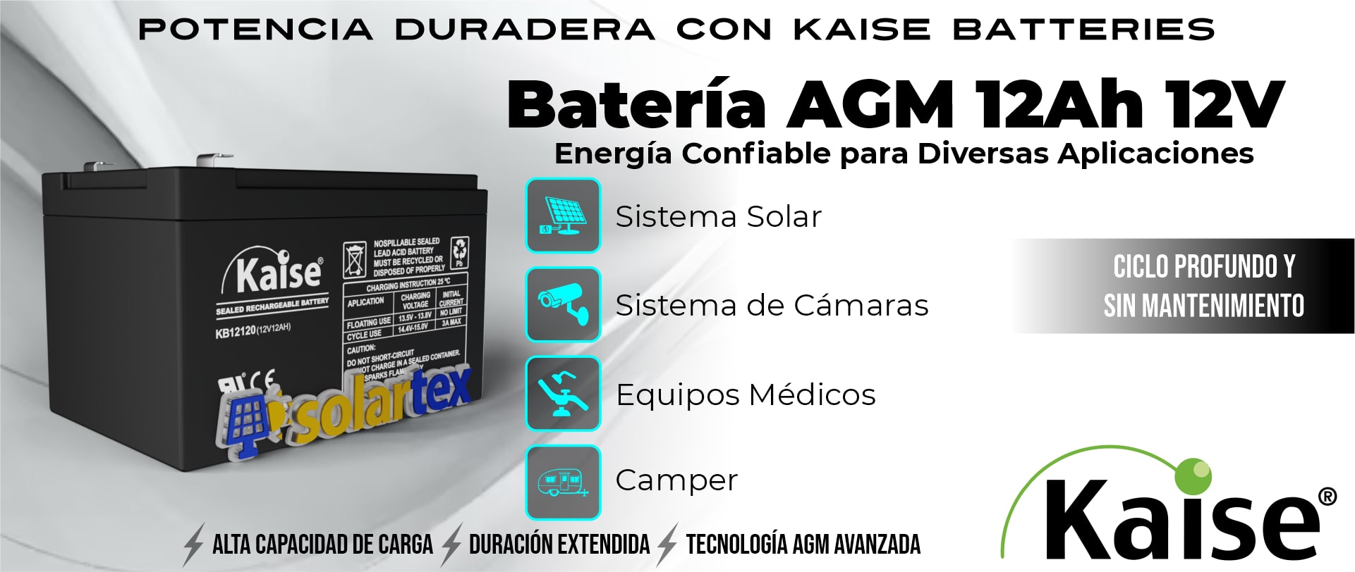 Batería de AGM 12Ah 12V Kaise