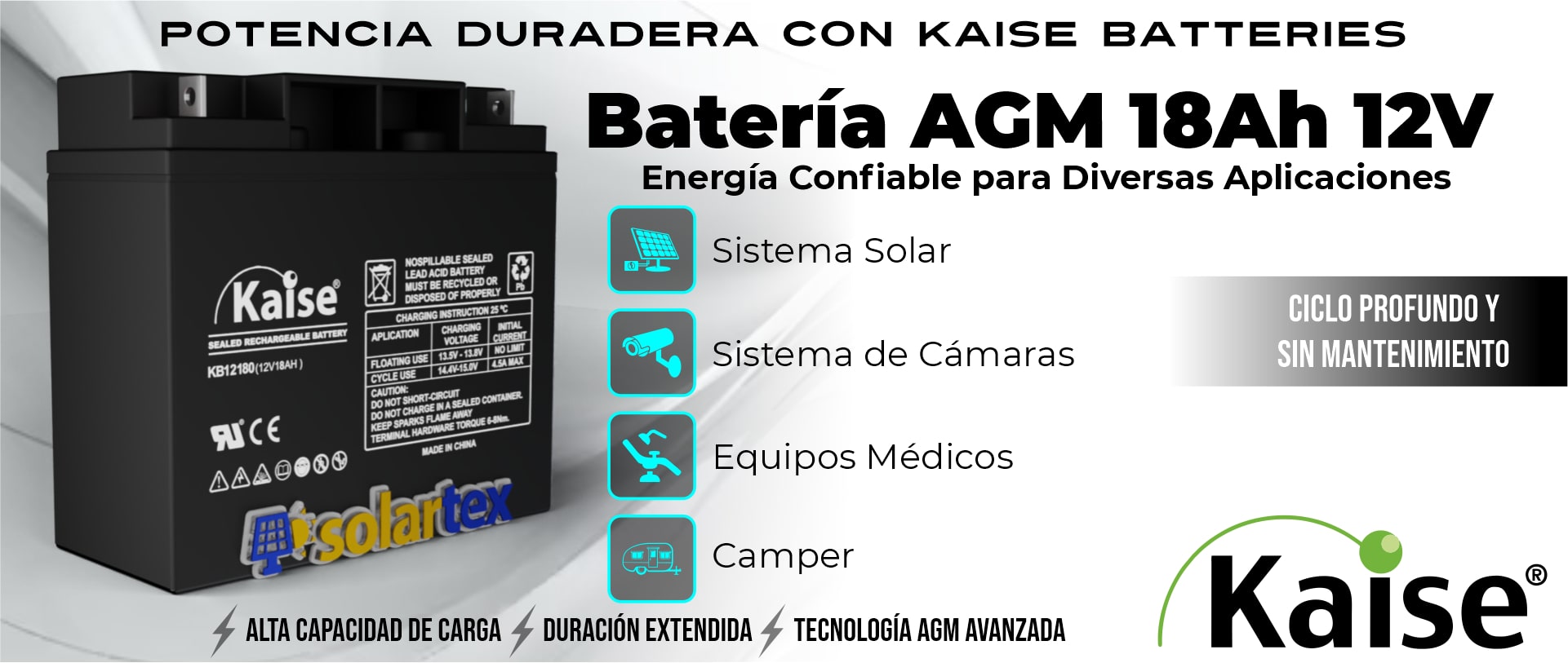 Batería de AGM 18Ah 12V Kaise