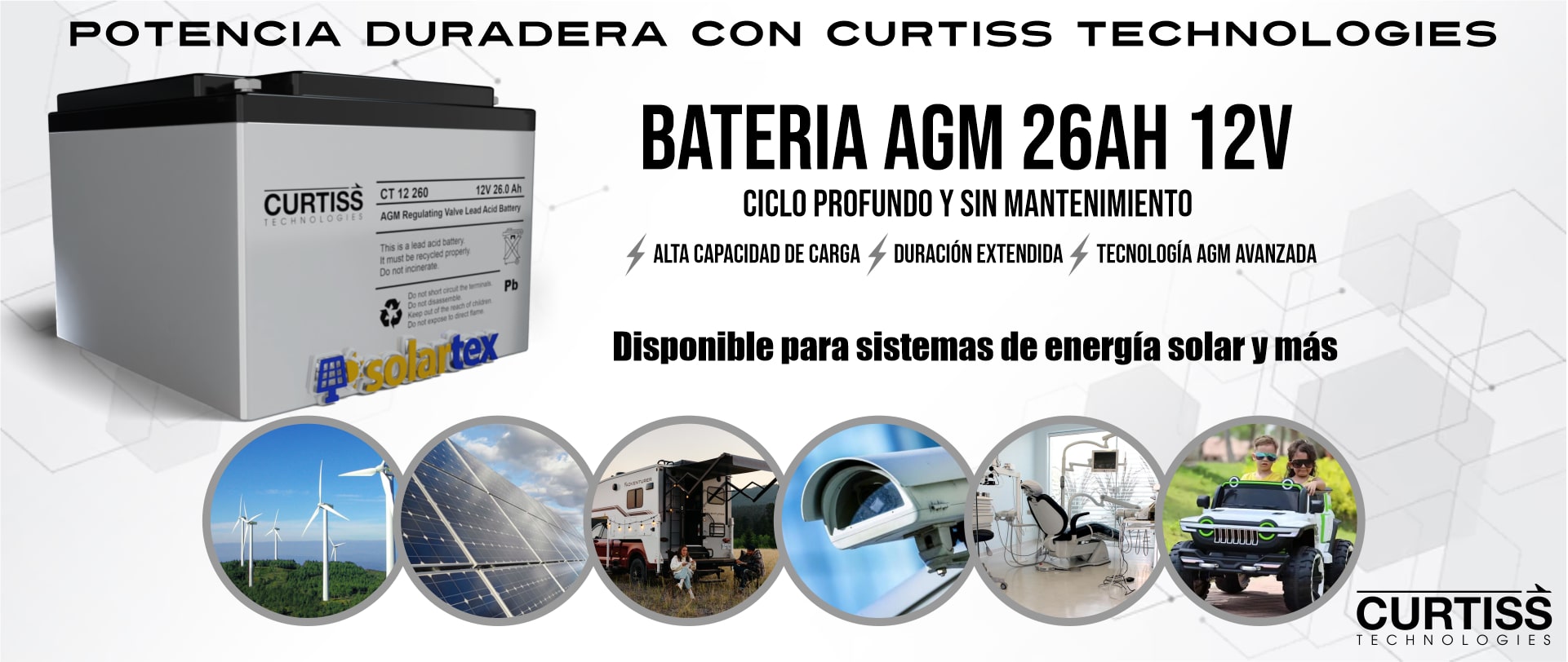 Batería AGM 26Ah 12V Curtiss