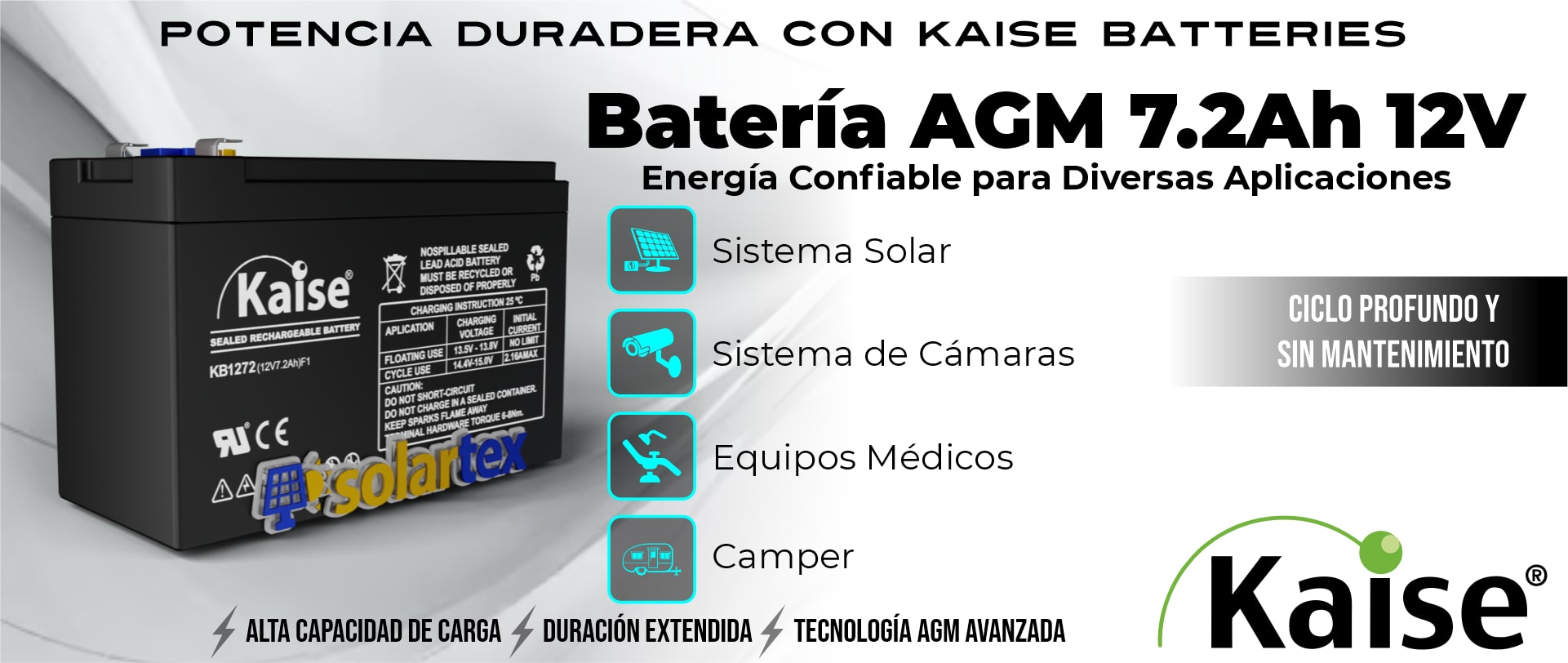 Batería de AGM 7.2Ah 12V Kaise