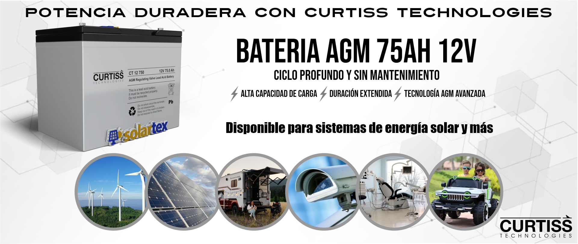 Batería de AGM 75Ah 12V Curtiss